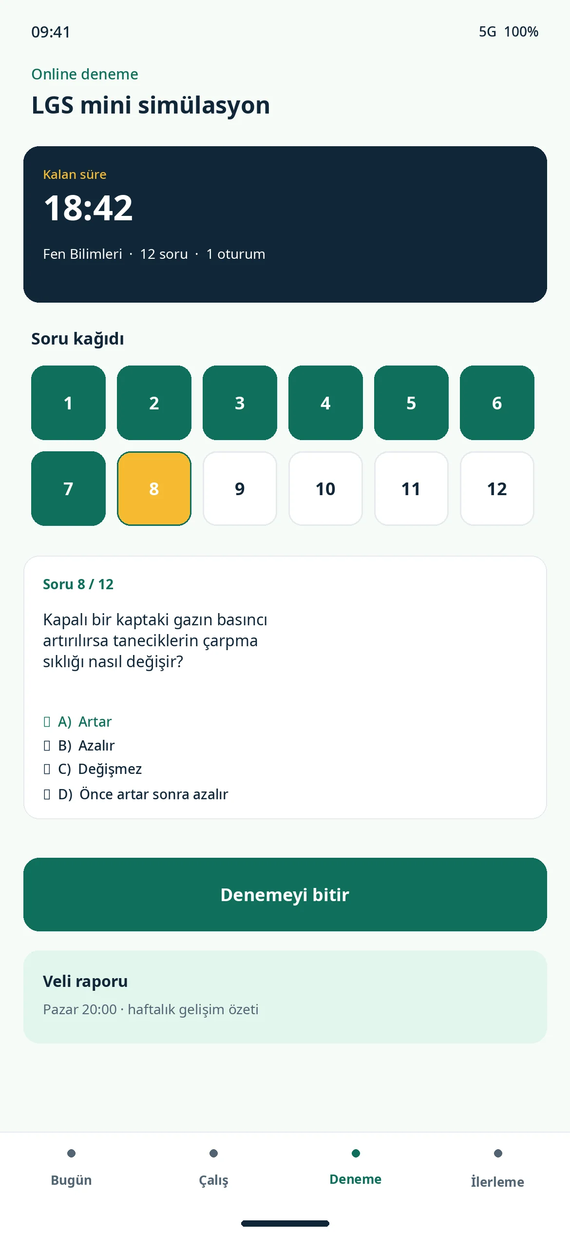 LGS Atlas online deneme sınavı ve simülasyon ekranı